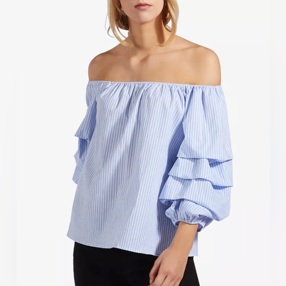 Avec Les Filles off the shoulder ruffle sleeve top